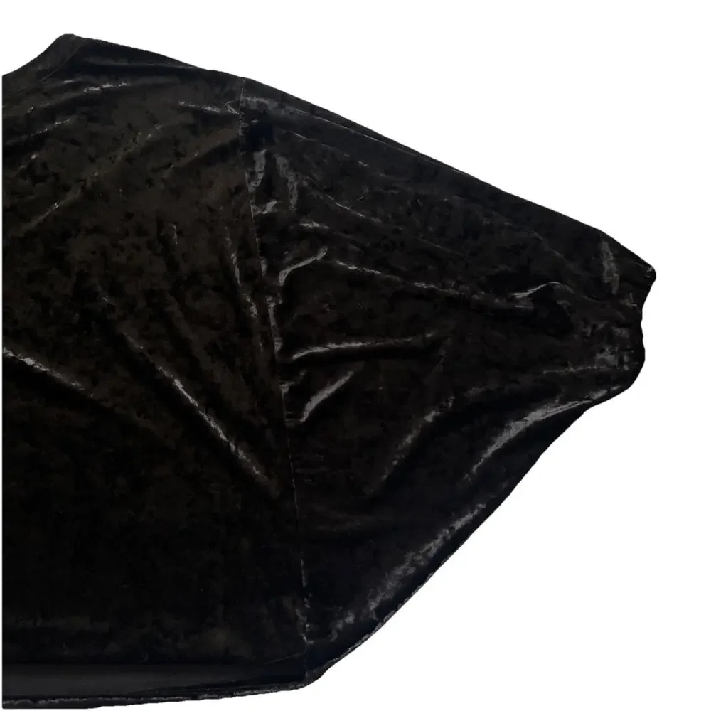 World Market Crushed Velvet Blouse Womens L/XL Black Batwing Pullover Whimsigoth